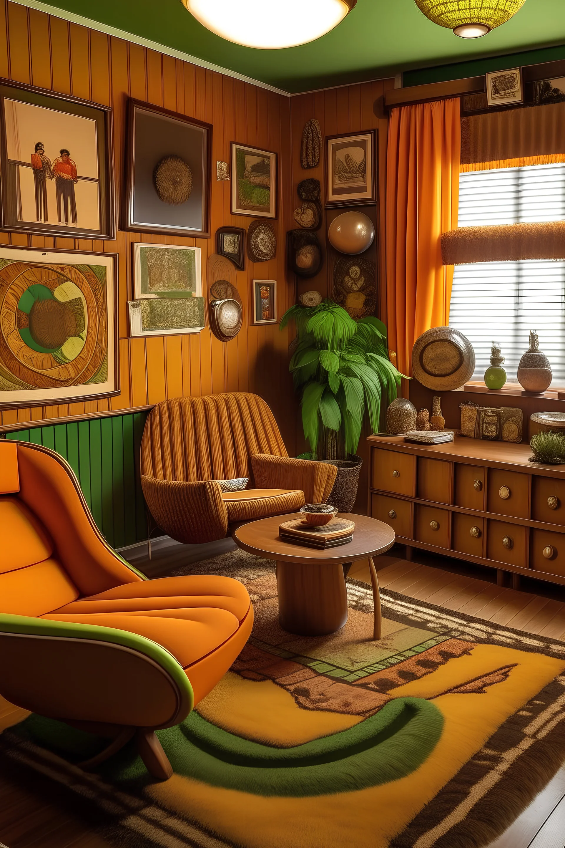 A vintage room embodying the essence of the 1970s