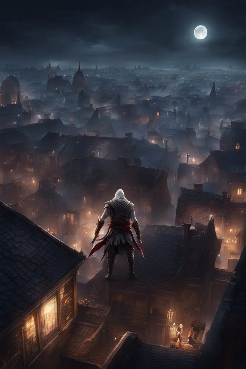 assassin's creed rooftops night scene