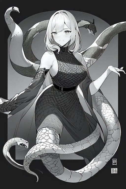 lots of snakes, greyscale