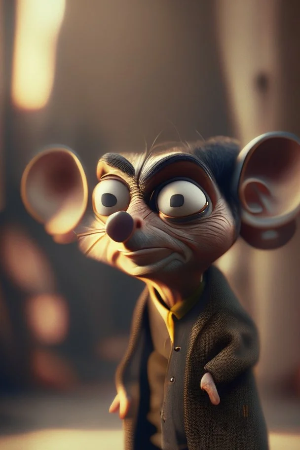 mr bean as funky mouse, 4k, trending on artstation, depth of field, high detail, backlit