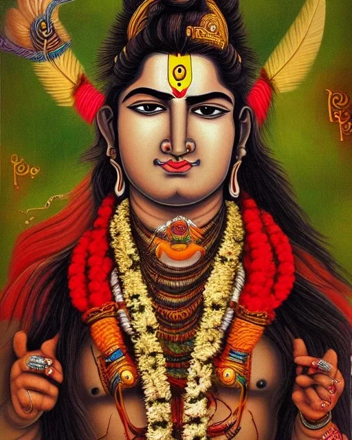 portrait of lord shiva Indian mythology, full , detailed, detailed, god, color