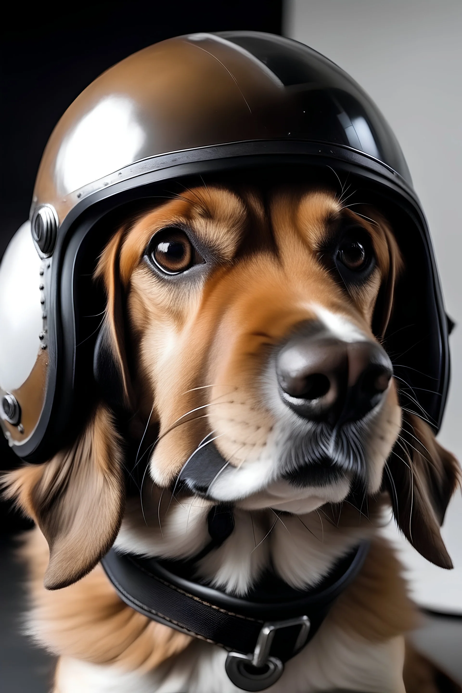 un chien avec un casque de pilote davion