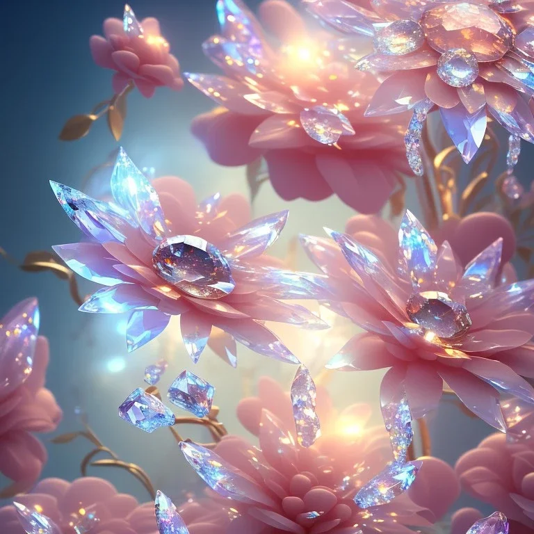 one big crystal subtle flower in a galactic ambiance with a beautiful fairy, transparent petals, delicate colors, full of details, smooth，soft light atmosphere, light effect，vaporwave colorful, extremely sharp detail, finely tuned detail, ultra high definition, 8 k, unreal engine 5, ultra sharp focus