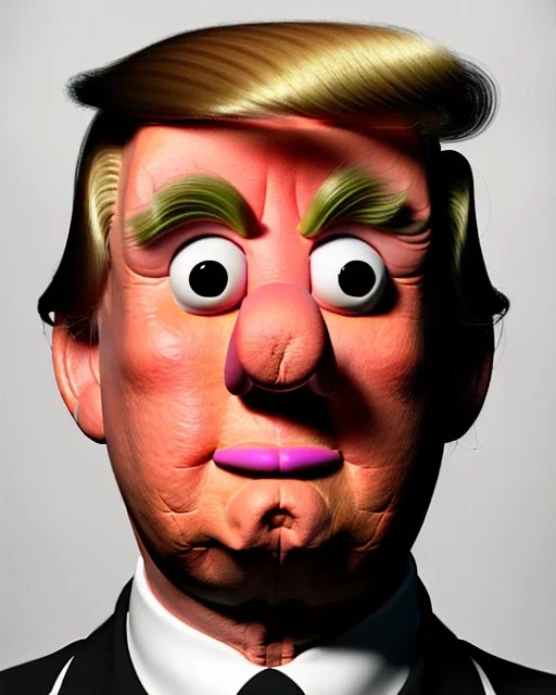 Portrait, Donald trump muppet, unreal engine 5, god lights, Sesame Street style, retro style, ray tracing, RTX, lumen lighting, ultra detail, volumetric lighting, 3d.