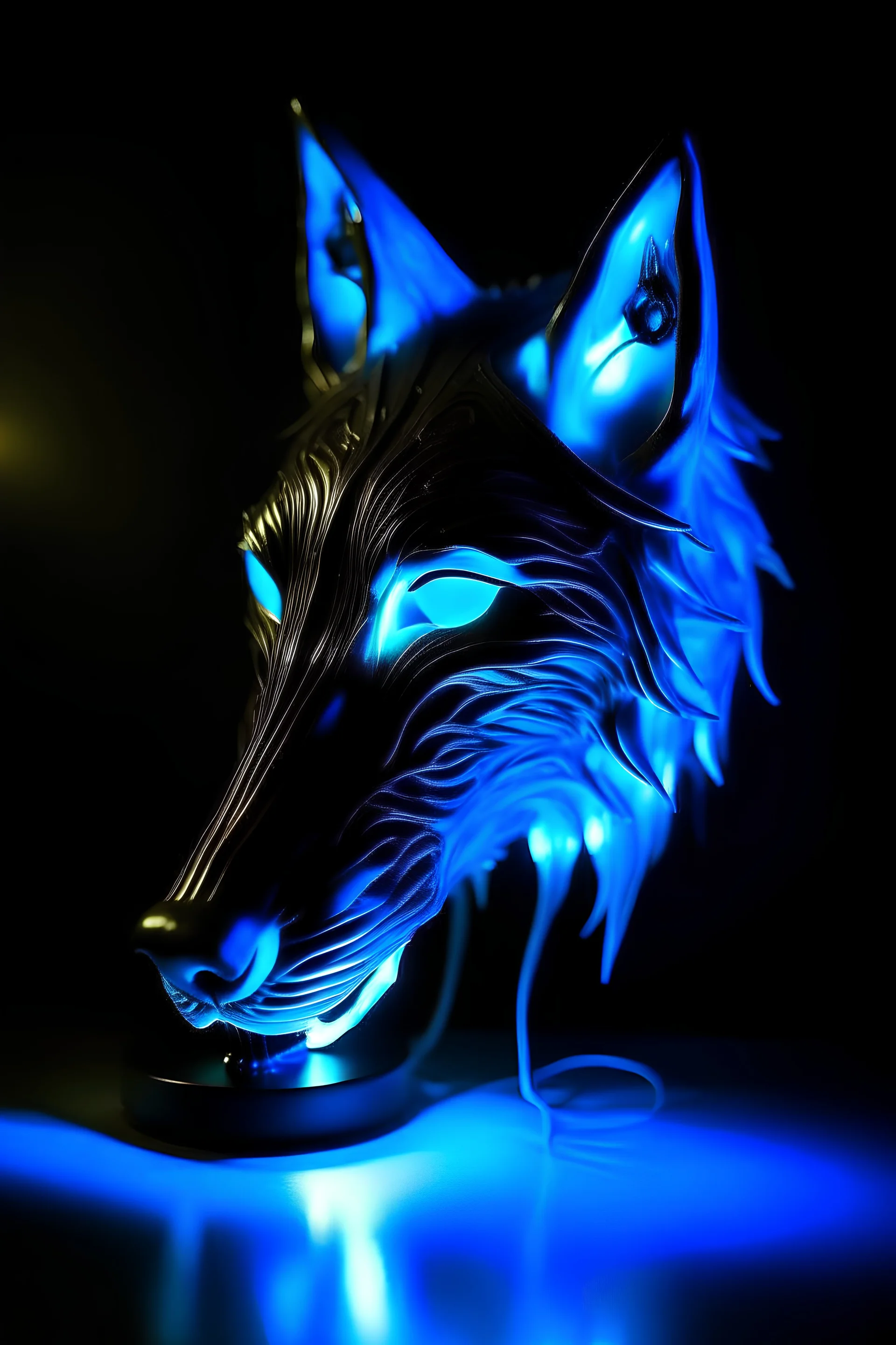The ghost wolf, mask, blue light