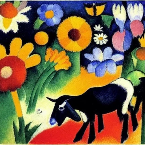 goats and flowers in outer space repeating AUGUST MACKE