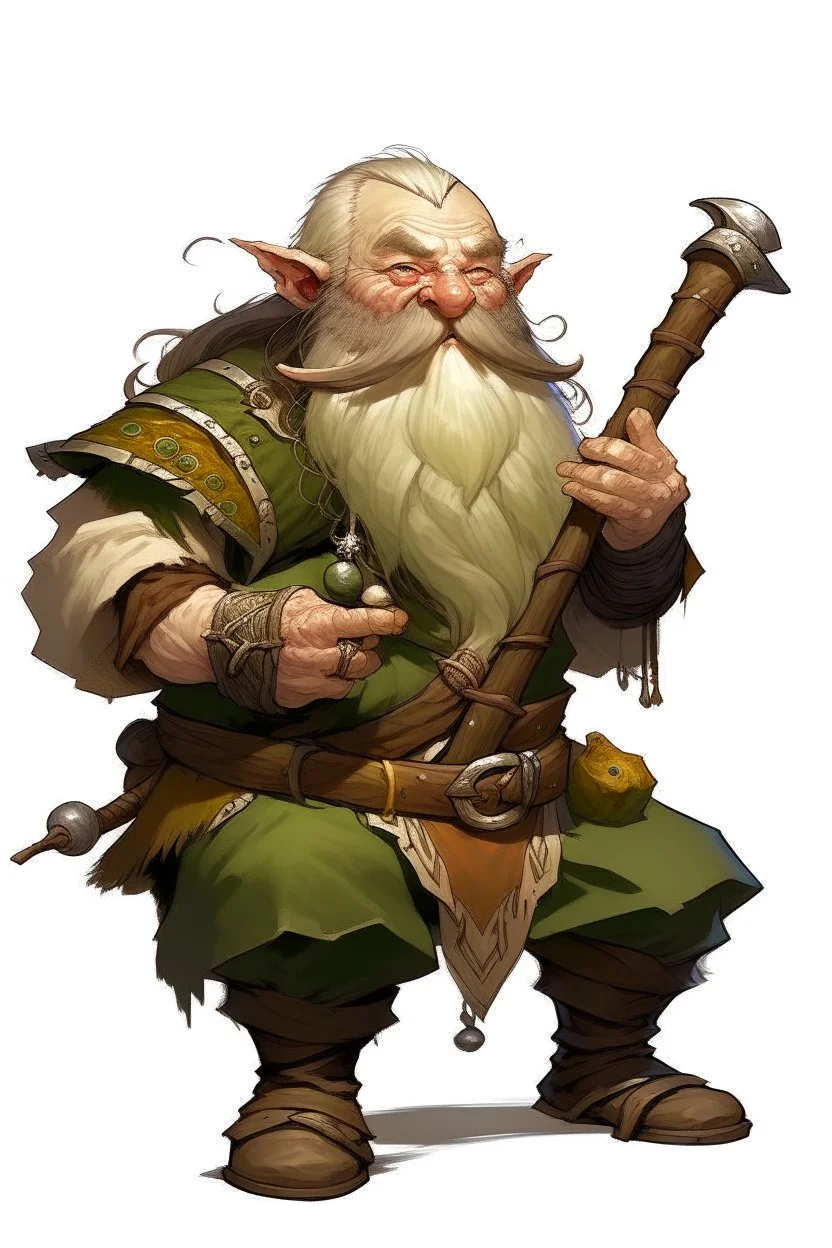 youn gblond bard mountain dwarf with flute dnd