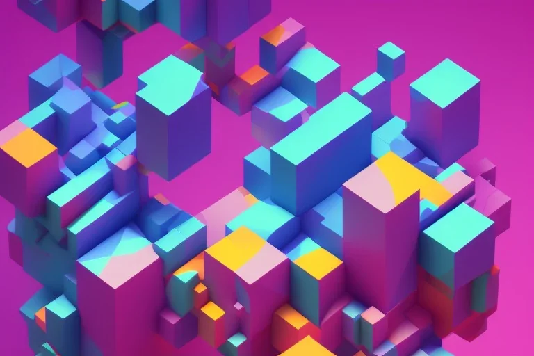 3D colorful geometric installation, simplistic, studio lighting, C4D, 16k, Behance, Artstation, centered, top down camera, vibrant