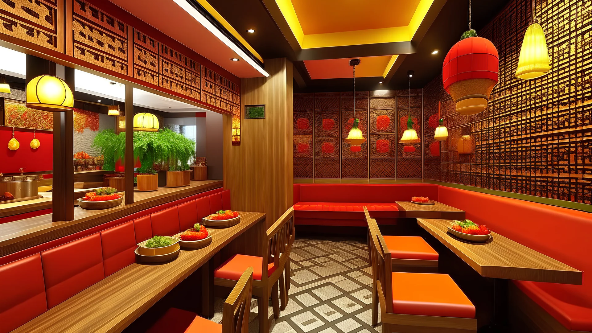 Interior design for a spicy food restaurant