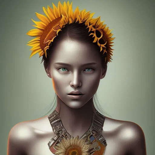 girl sunflower portrait