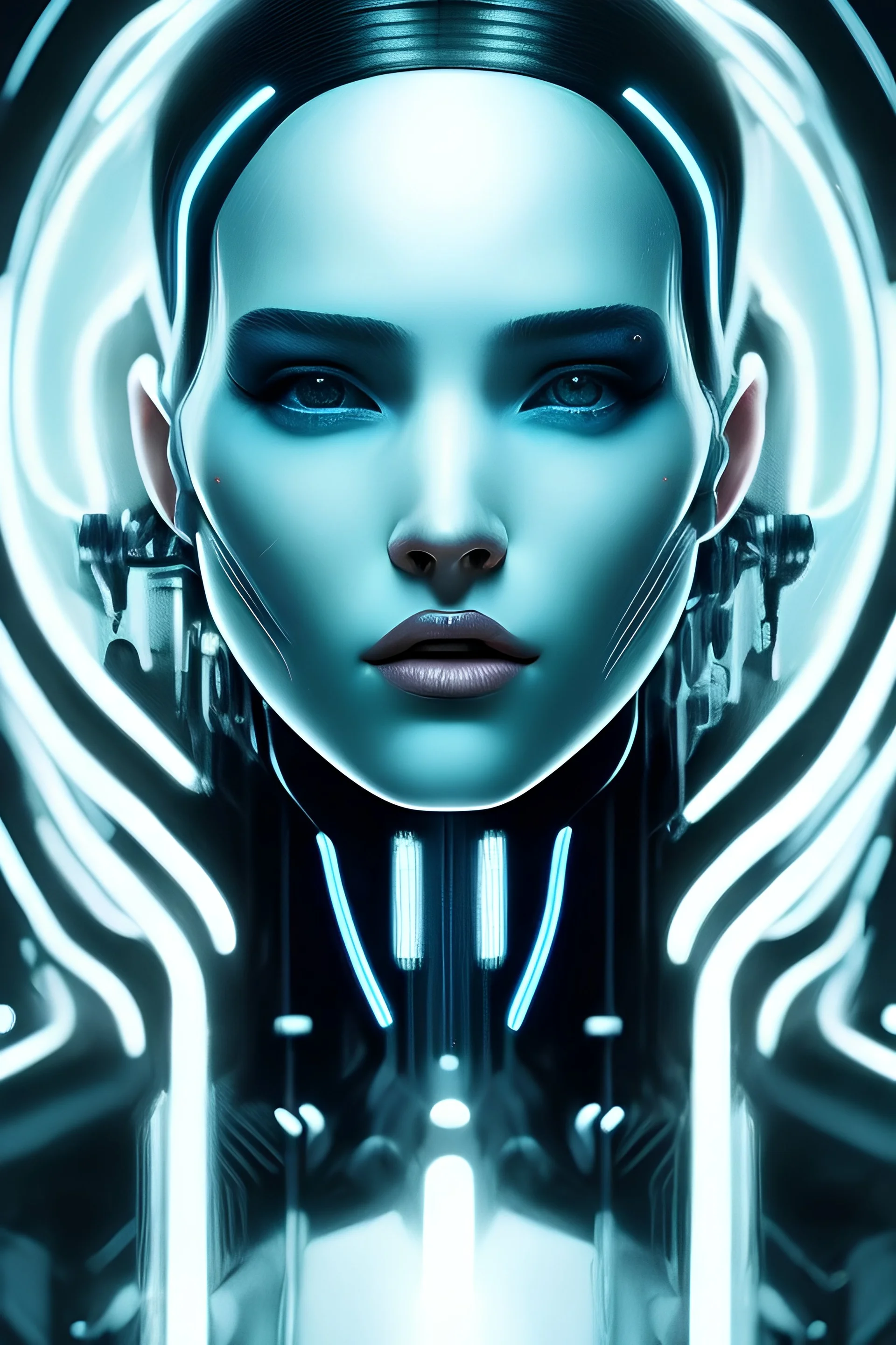 cyberpunk, head, women, portrai, tron