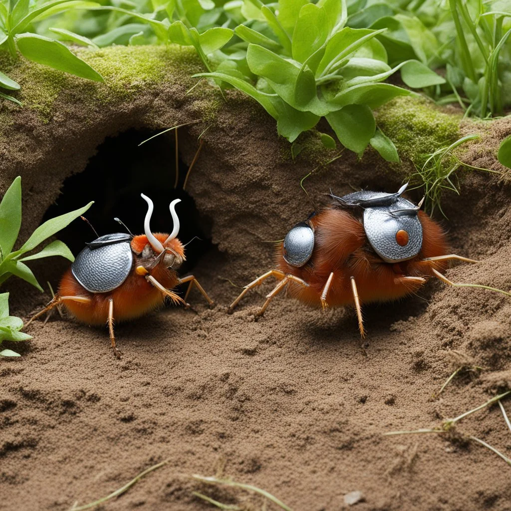 fantasy animal documentary observation of activity in a burrow section, Mr. and Mrs. Cockchafers are ready to sit down to dinner.