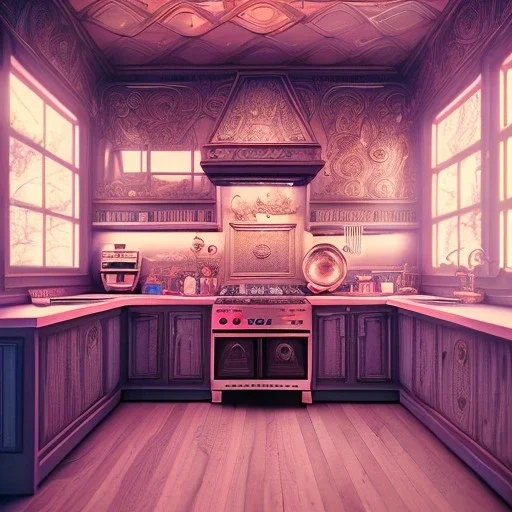 kitchen, ultra realistic, woman cooking, intricate details, ultra highly detailed, shiny, smooth, studio quality, octane render, Surrealism, Triadic colour scheme,glow-stick, ambient lighting,nightclub lighting, polaroid, 100mm, --ar 1:1 --v4