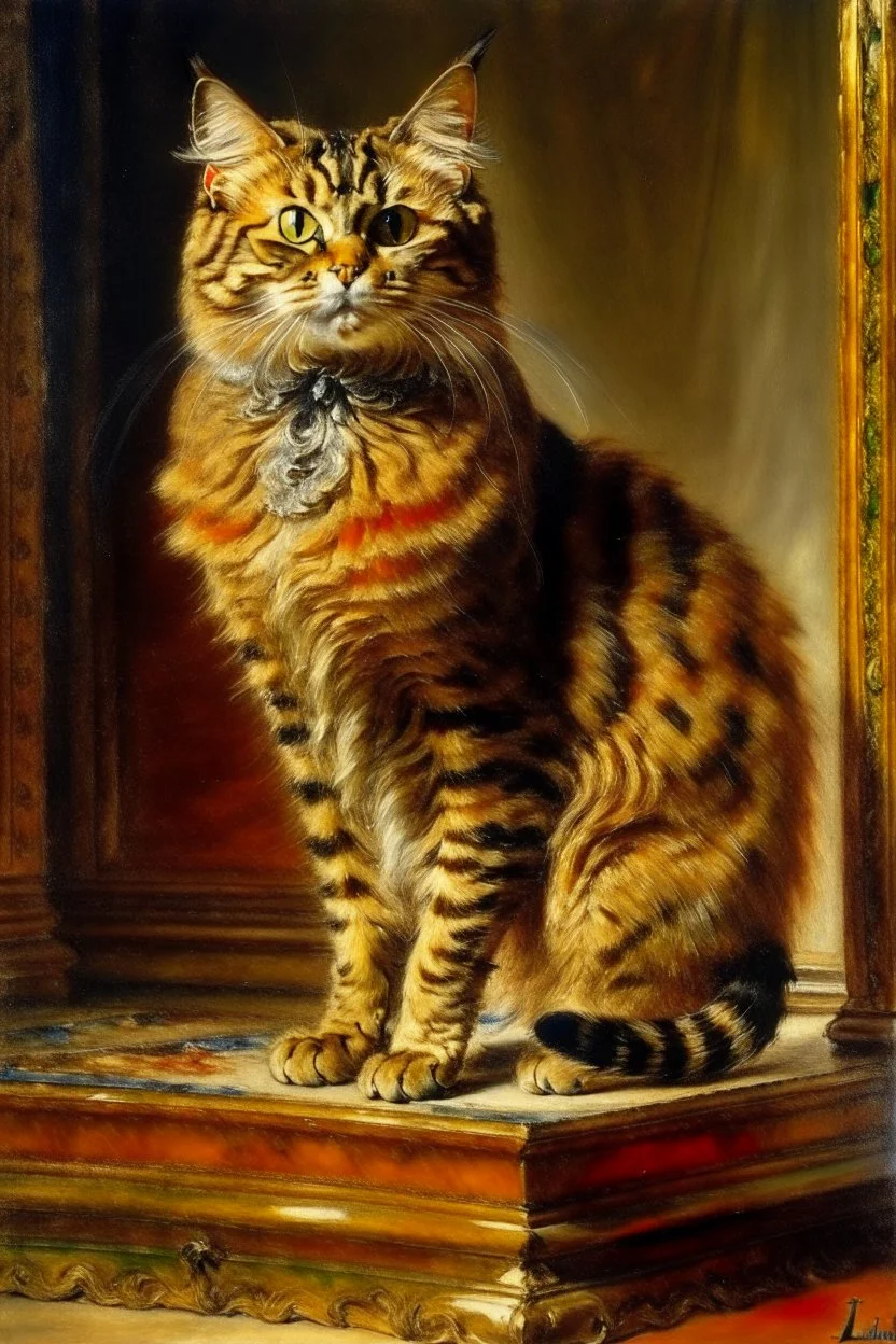 Portrait of a standing up cat by Louis wain