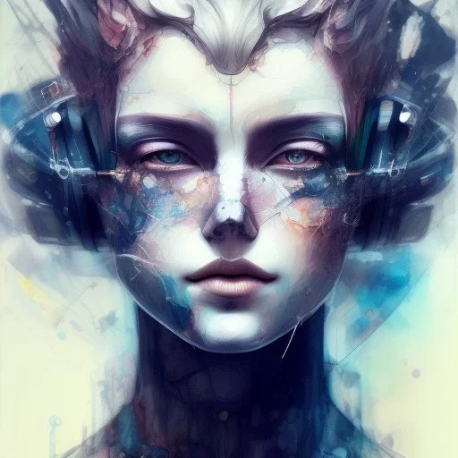 Volkswagen transproter, watercolor illustration, futuristic,<agnes cecile> <Yoji Shinkawa>