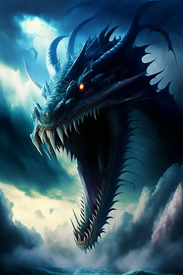 leviathan demon huge seprent monster beast sky