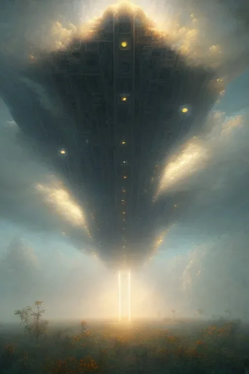 stairway to heaven made of light, sky full of clouds, art by greg rutkowski and peter mohrbacher, featured in artstation, octane render, cinematic, elegant, intricate, ultra detailed, rule of thirds, professional lighting, unreal