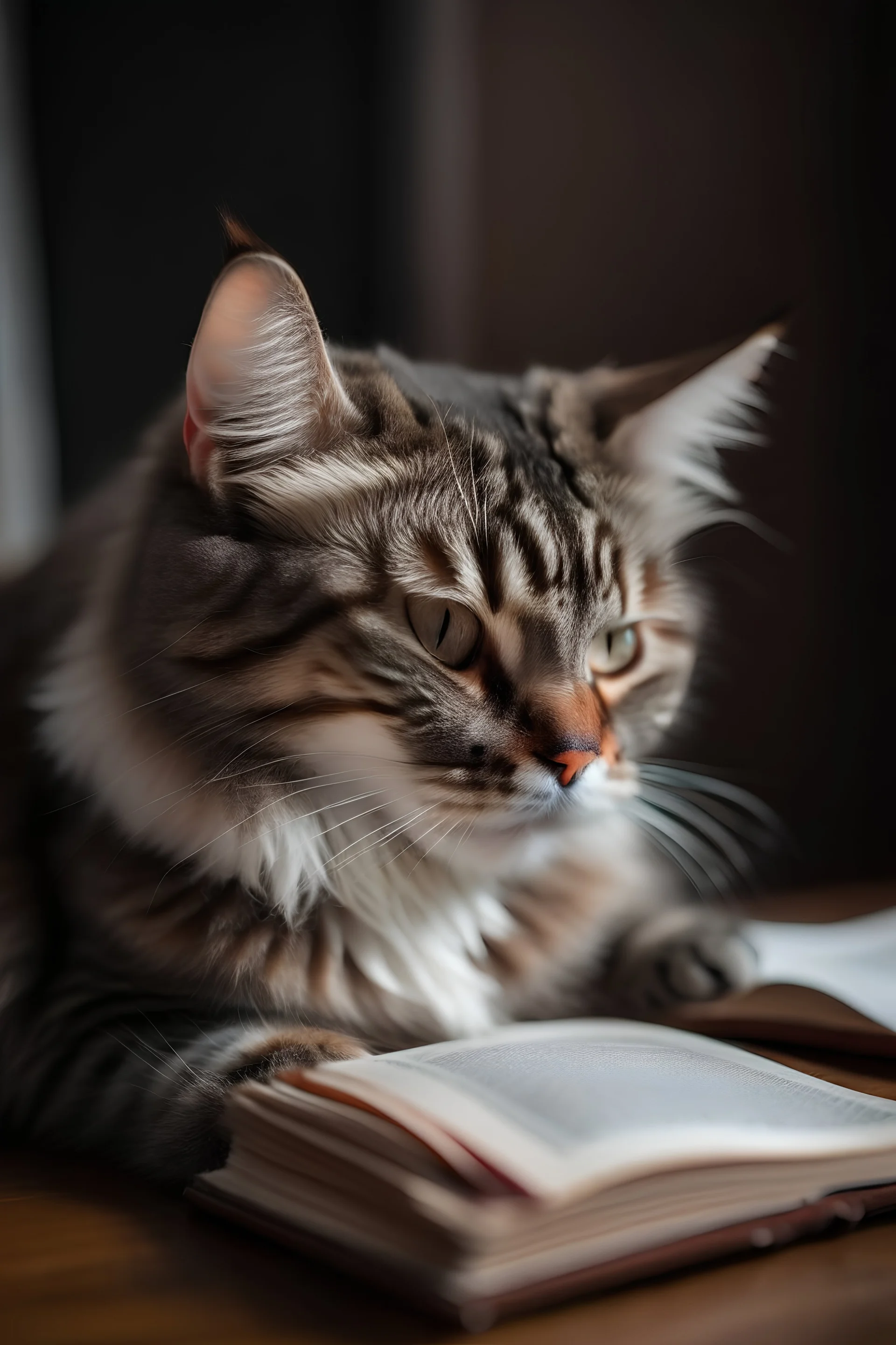 قط يقرأ كتابا