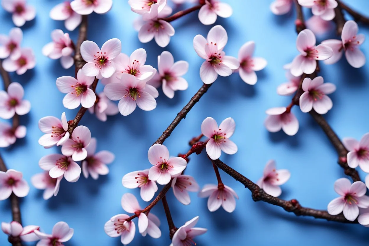 fantastic light pin blue background with three rows of four evenly spaced cherry blossoms