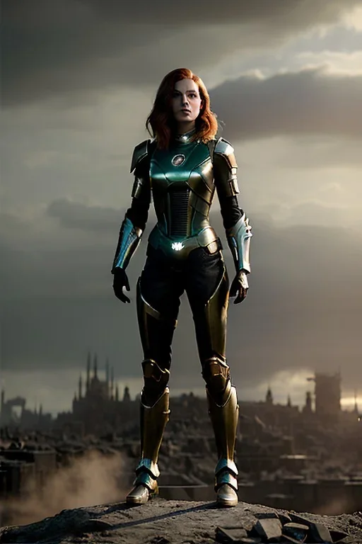 ruined city, __sci-fi armor__, __angles__, 19 year old woman, strikingly beautiful, ginger hair, titanium colour, [__starlets__|__starlets__], (pale __skincolor__ skin:1.2), __camera__ __hair__, detailed face and glowing eyes, c-cup breasts, leather choker, freckles, dynamic pose, _expression_, __accessory__, strappy outfit, (straps:1.1), sword in right hand, (buckles, buttons, snaps, rings:1.0)halter style breastplate, detailed eyes, plump lips, fantasy theme, Model hash: ddc3021b