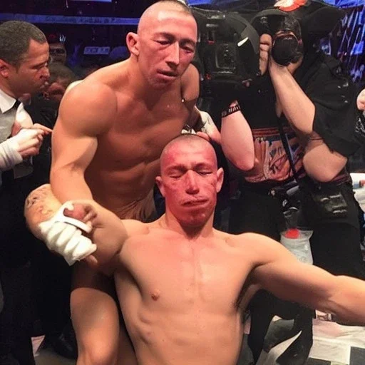 georges st pierre completely intoxicated by drugs in a disco kissing guy