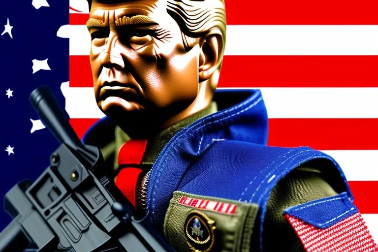 G.I. Joe doll soldier nylon Donald Trump, gun,boots, helmet, Trump facial detail,trump