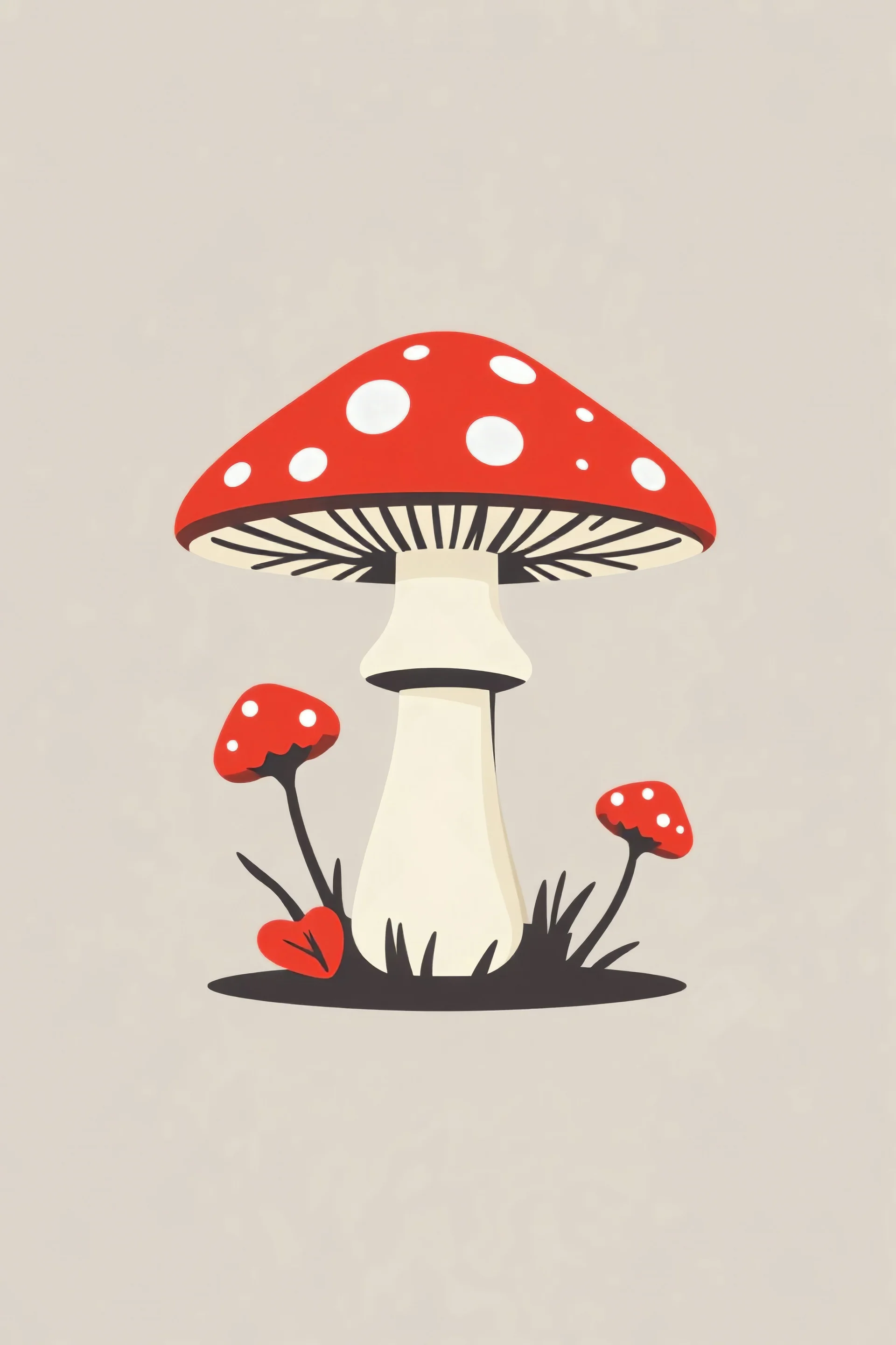 illustration simple and flat design mushroom and icon