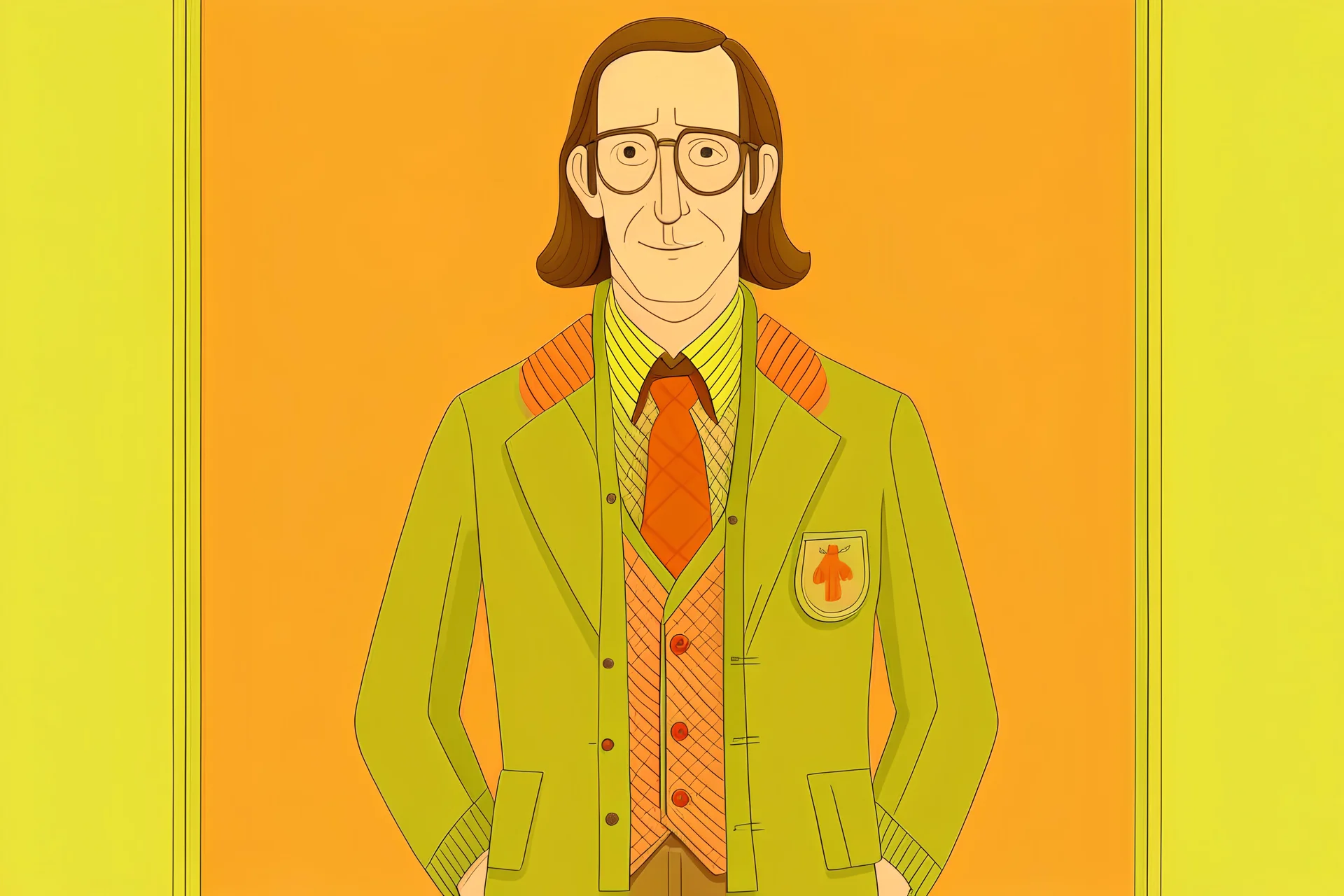 Wes Anderson cartoon of a man