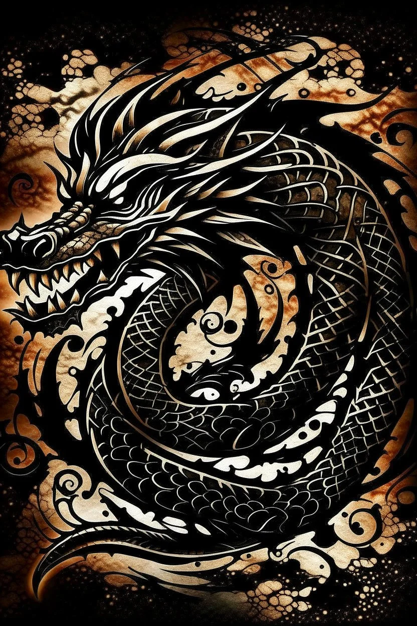 dragon ink logo, leather background