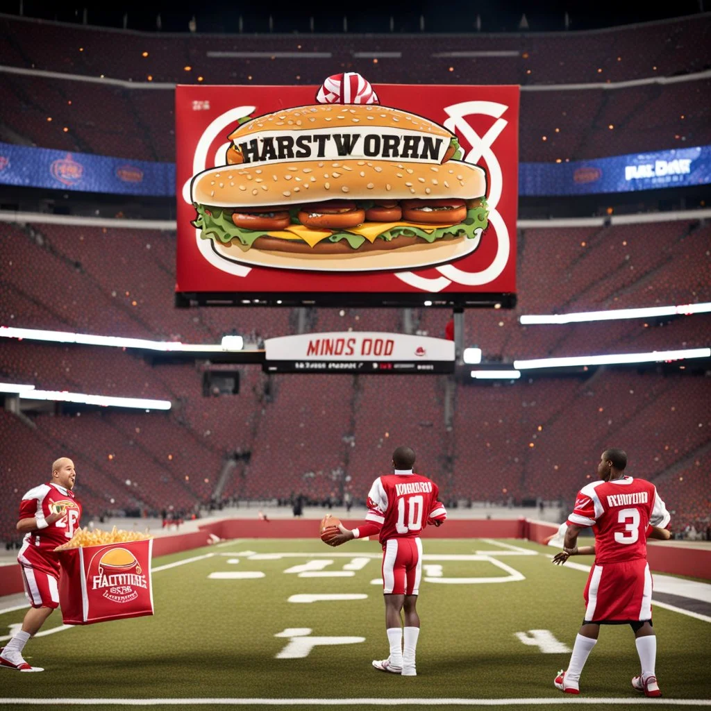 The halftime ceremonies are sponsored by a fast food chain.