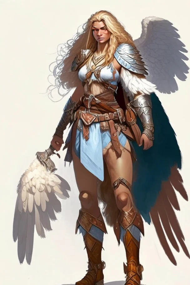 female aasimar barbarian with traveler cloths