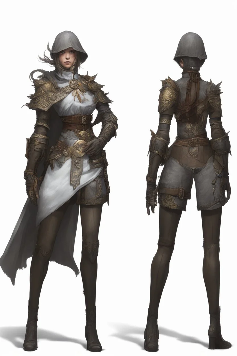 A female cleric dressed for the cold with a sword.