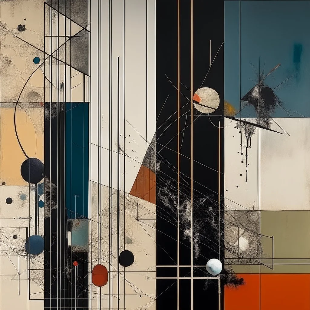 Abstract surreal art, metaphoric Fear of Letting Go, asymmetric composition, dramatic, phobia unreality, unbalanced multi-sector panels, metaphoric, eerie, by Graham Sutherland and Victor Pasmore and Gabriel Pacheco