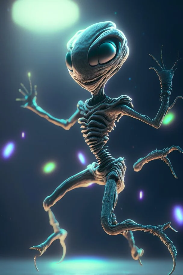 Dancing alien , artstation, HD, octane render, 8k resolution