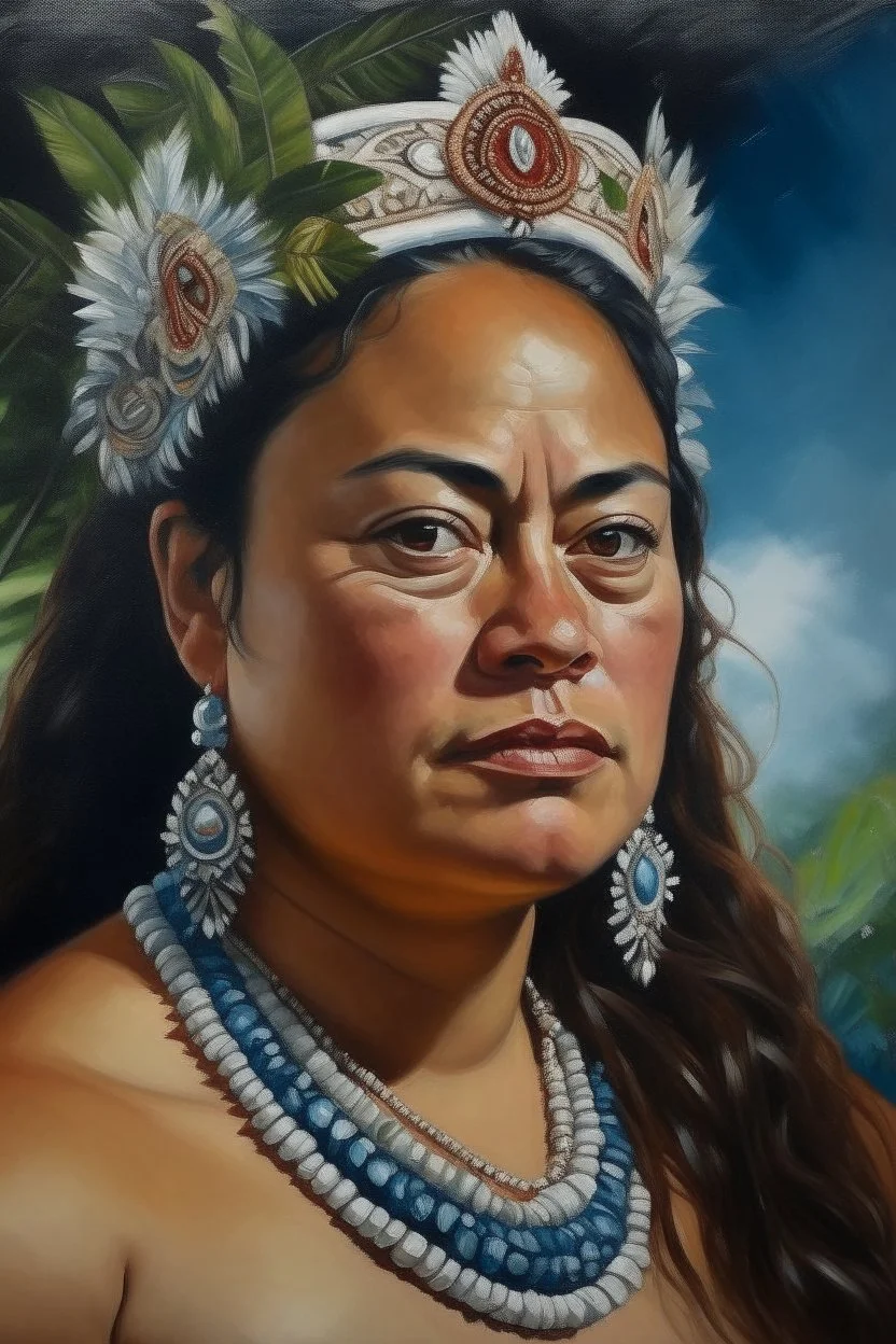 Painting portrait of samoan queen