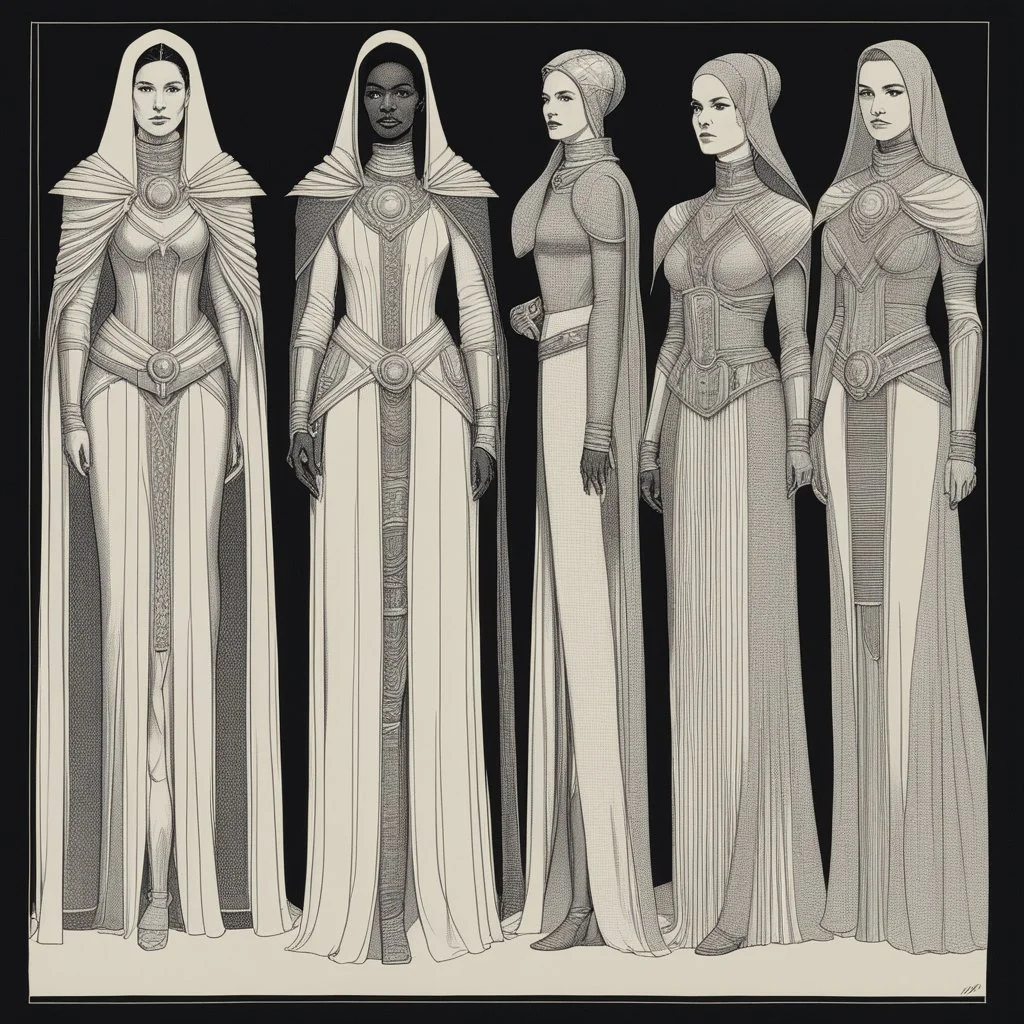 [technical pixelart design drawings] 7 Figures from pages 186-184 in the Dune Encyclopedia from 1984A basic interpretation of the stages of Bene Gesserit Sisterhood ranks.This may not be canon anymore, but the sheer volume listed (created?) by Willis E. McNelly in the book was staggering. There were over 7 different Bene Gesserit members mentioned in the encyclopedia. They also had some students and associates who were instrumental in progressing the institution.Not sure how to make that kind of