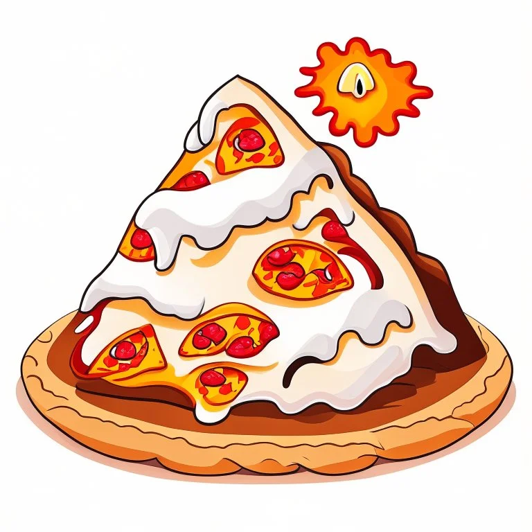 Cartoon illustration for children: volcano pies, white background