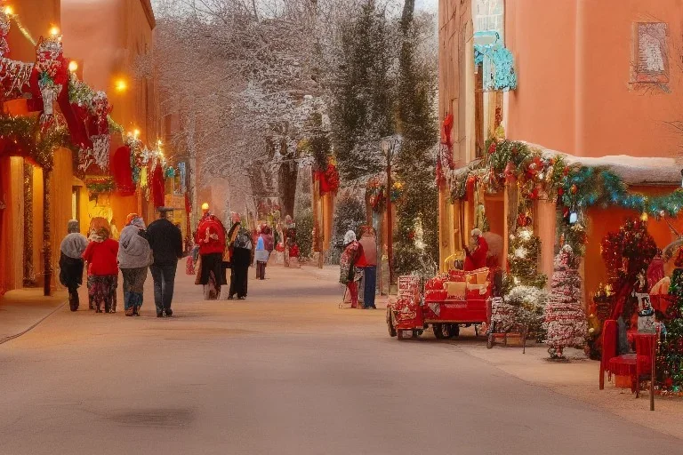 christmas scene in Santa Fe, New Mexico