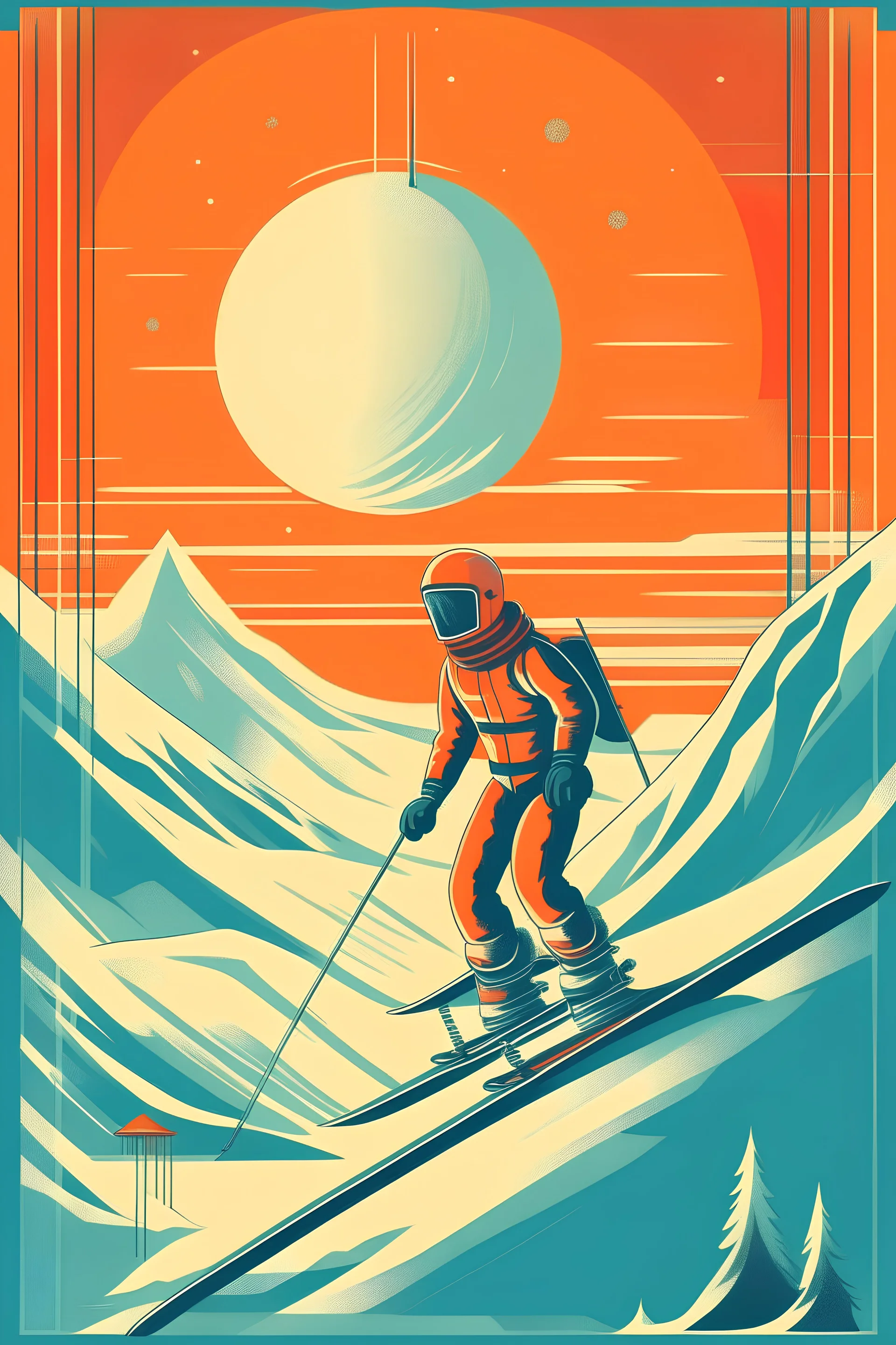 Can you create a retro ski poster of skiis