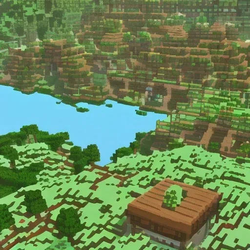 a Minecraft world full of scattered buildings