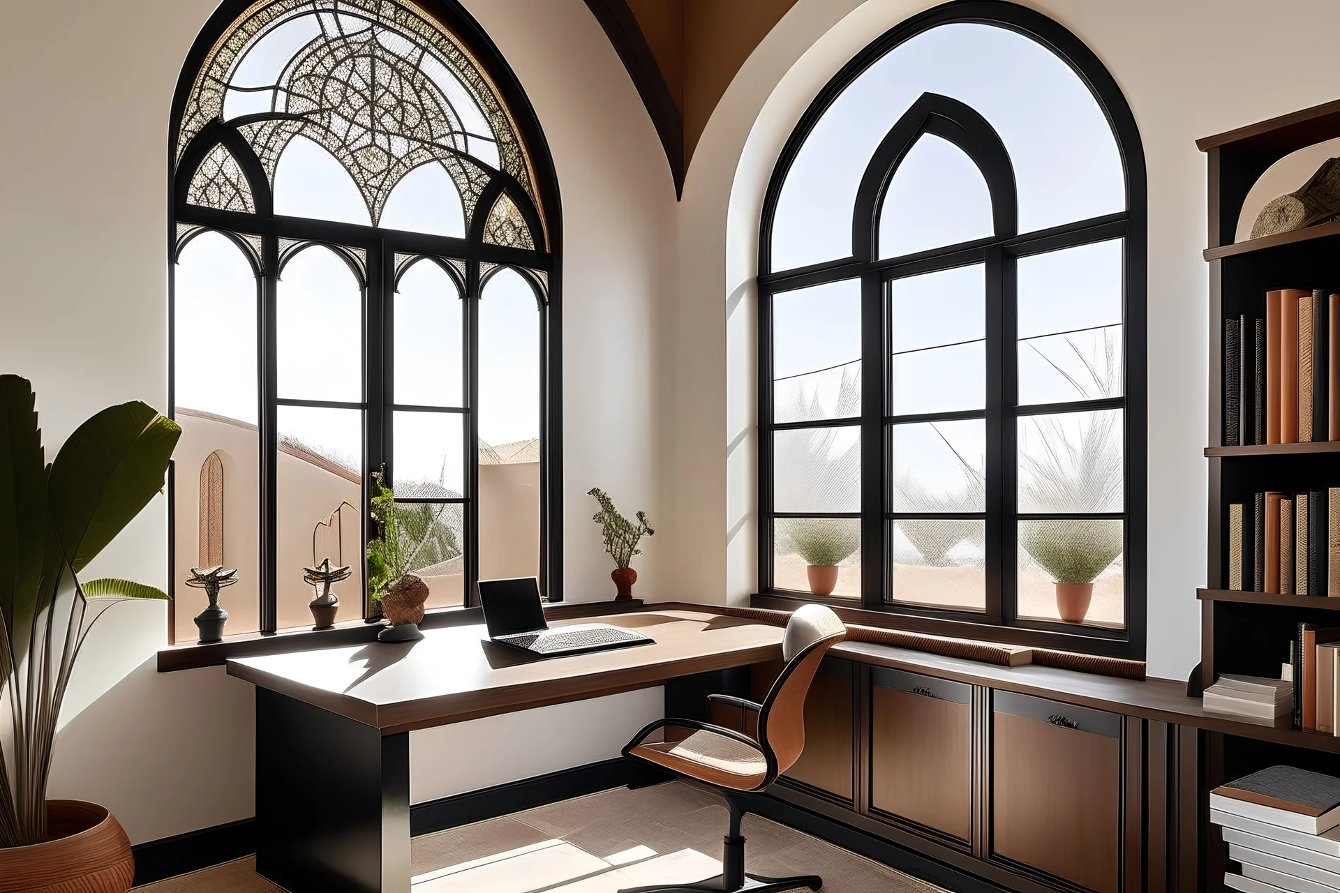 home office morocco arched windows