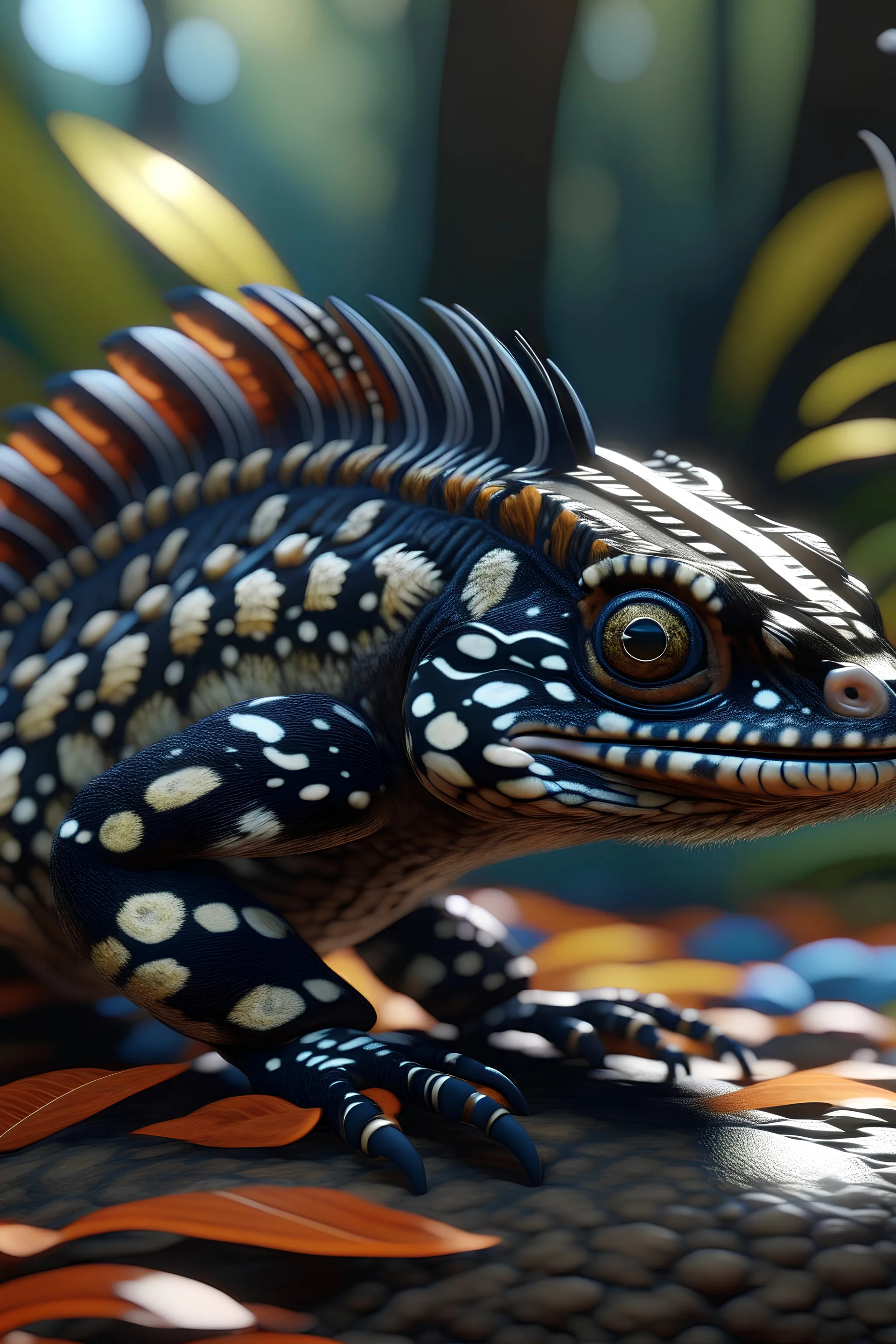 eastern spotted skunk marbled cat fish alien hybrid,8k, high detail, smooth render, unreal engine 5, cinema 4d, HDR, dust effect, vivid colors