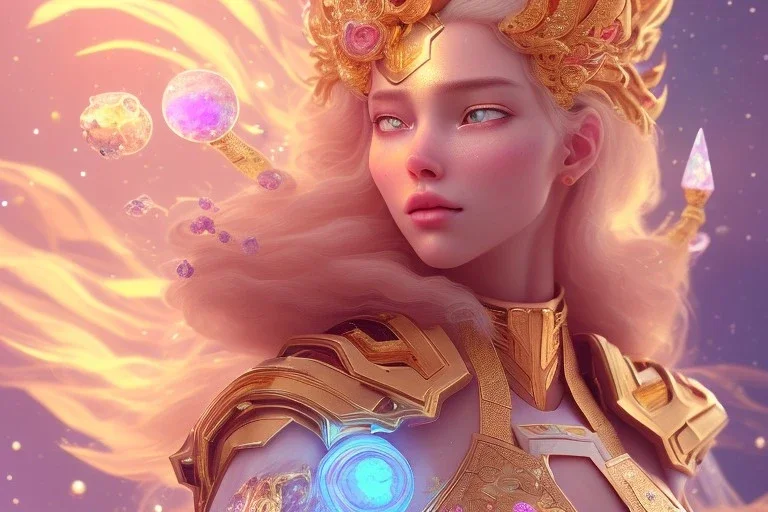 very beautiful cosmic crystal and gold goddess in a galactic ambiance, transparent petals, delicate colors, full of details, smooth, bright sunshine，soft light atmosphere, light effect，vaporwave colorful, concept art, smooth, extremely sharp detail, finely tuned detail, ultra high definition, 8 k, unreal engine 5, ultra sharp focus