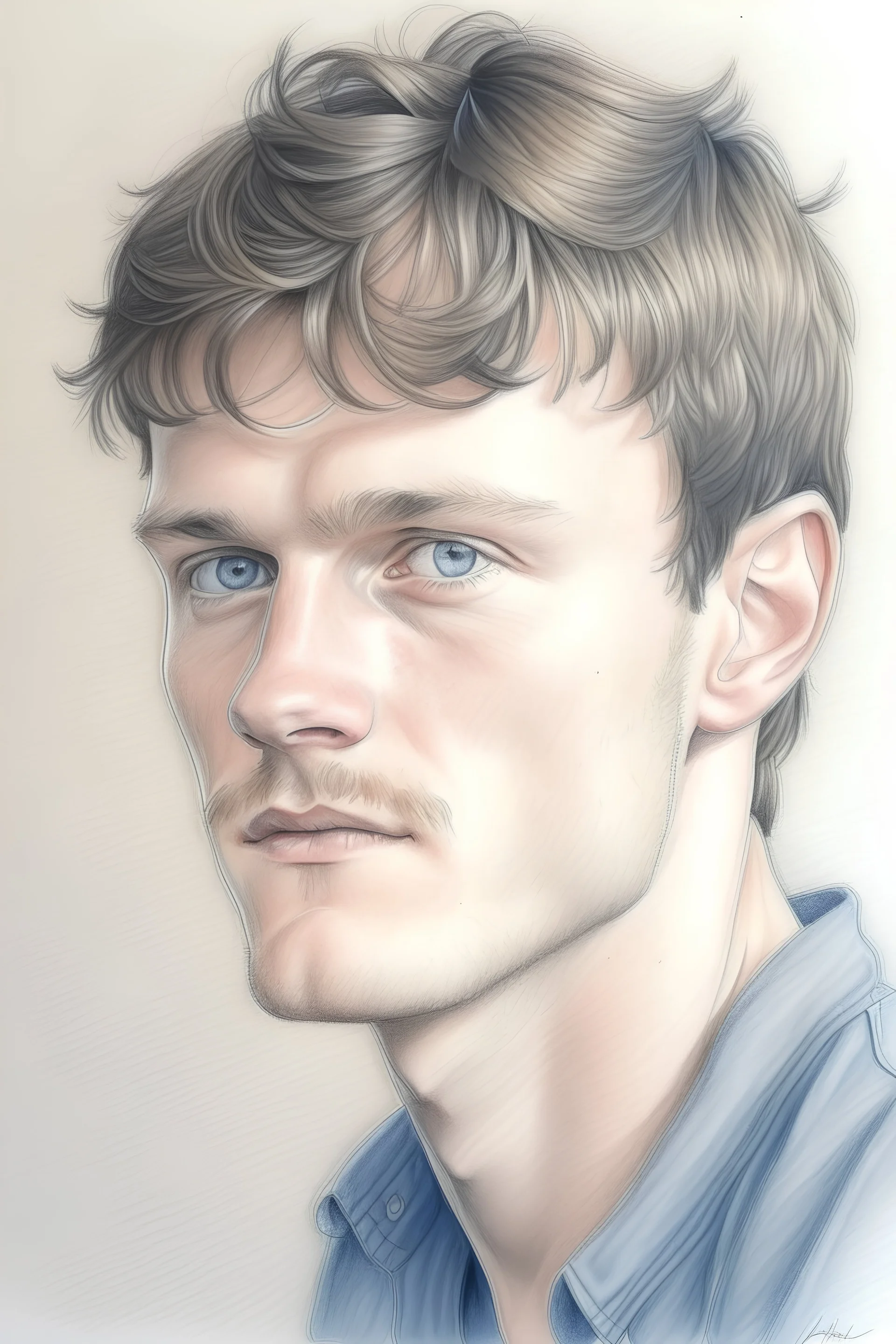 colour pencil sketch of a young man