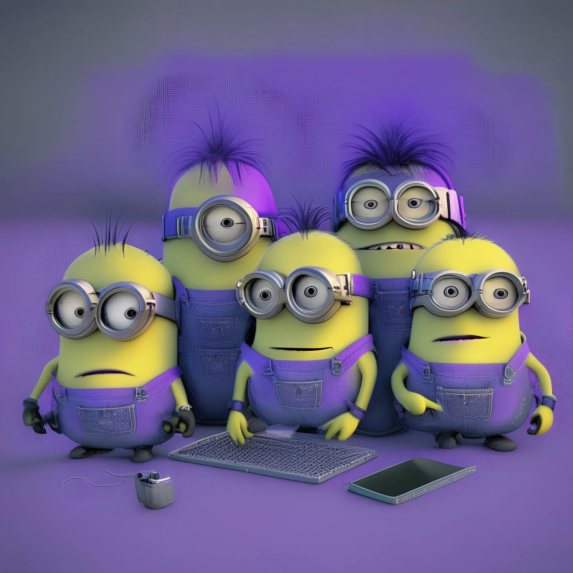 Small team of developers a bit like Minions but purple