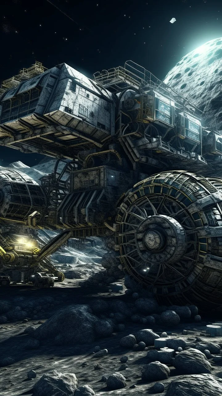 asteroid mining construction with big machine