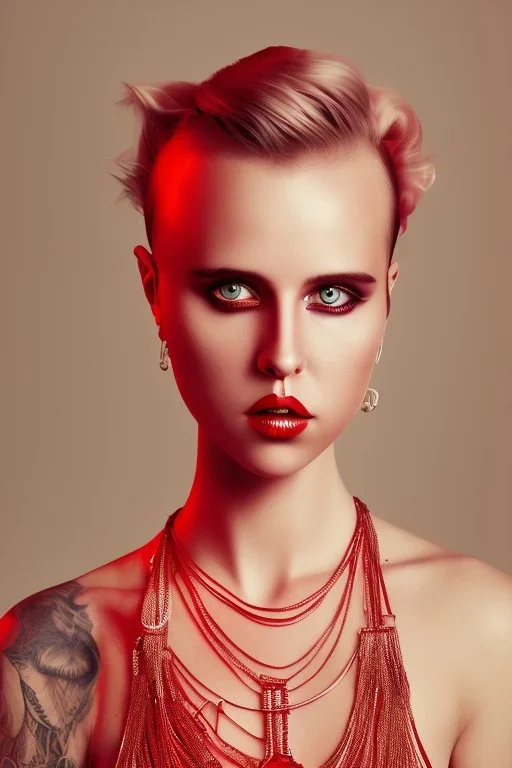 danish singer mø, high light , red tones,