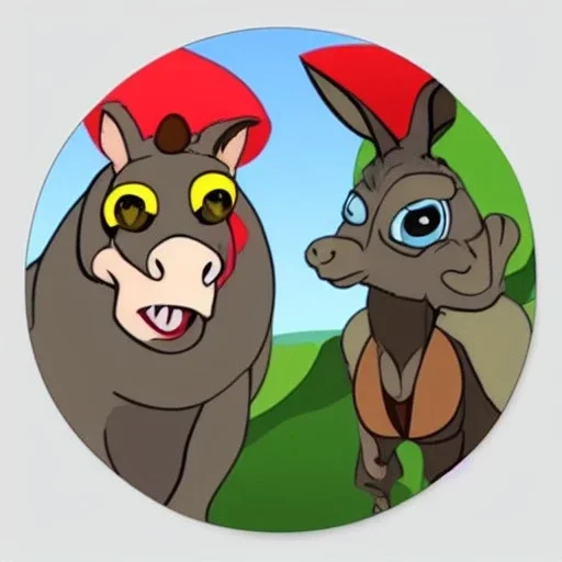 Stickers, donkey character, dandy