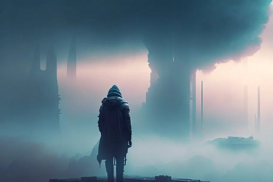 mist, clouds, city, sci-fi, person, exoplanet, epic