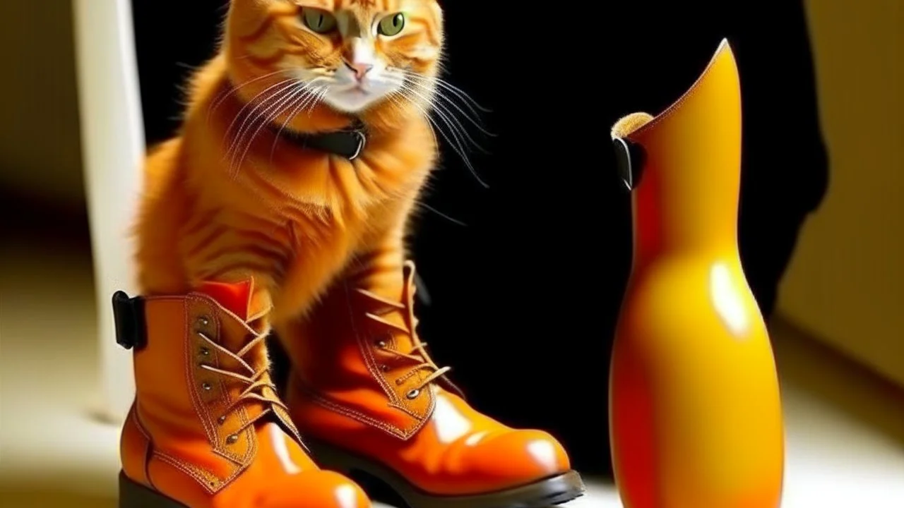 el cuento del "El Gato naranja con Botas" con un espadachin